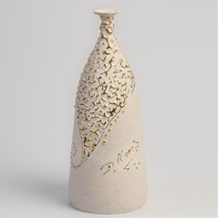 Bottle with embossed decorations and applied gold (12 x 17 cm)