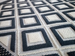 Flore Marcella Artigianato Sardo Tappeto Rombi Classici Lana Grigio Bianco (cm 160 x 210)