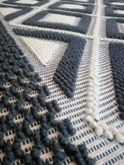 Flore Marcella Artigianato Sardo Tappeto Rombi Classici Lana Grigio Bianco (cm 160 x 210)