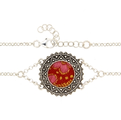 RR Orafi in Sassari Bracciale d´argento in filigrana con broccato rosso (20 mm)