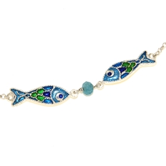 RR Orafi in Sassari Enamelled Filigree Silver Fish Bracelet