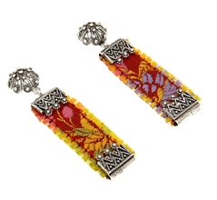 RR Orafi in Sassari Orecchini d´argento e broccato rosso 50 mm