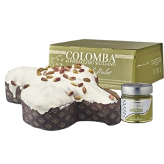 Artisan Colomba with Pistachio Cream Covered with White Chocolate and Pistachios