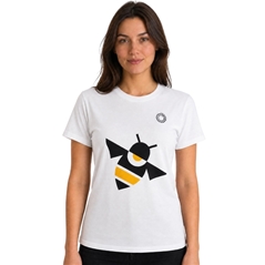 T-shirt bianca da donna con ape stilizzata, misura S