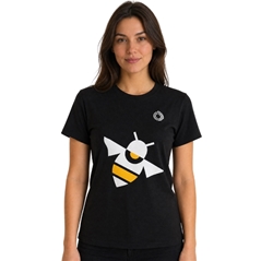 T-shirt nera da donna con ape stilizzata, misura S