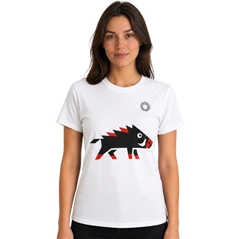 T-shirt bianca da donna con cinghiale stilizzato, misura L
