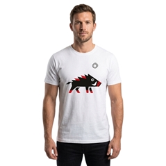 T-shirt bianca da uomo con cinghiale stilizzato, misura L