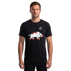 T-shirt nera da uomo con cinghiale stilizzato, misura L